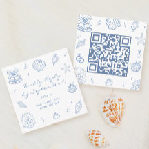 Código QR RSVP de Casamento Costeiro Azul Dusty De