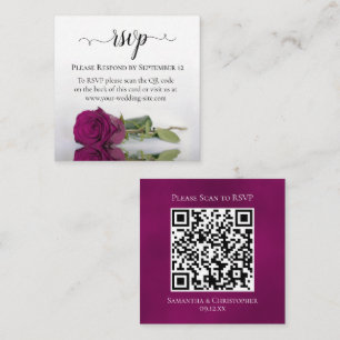Cartão De Informações Código QR RSVP de Casamento Elegante de Rosa Magen