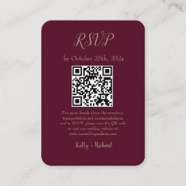 Cartão De Informações Código QR RSVP de Casamento Vertical Pequeno Burgu