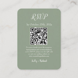 Cartão De Informações Código QR RSVP de Casamento Vertical Pequeno Verde
