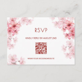 Cartão De Informações Código QR | RSVP de Cerejeira em Aquarela