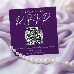 Cartão De Informações Código QR RSVP de Código de Casamento de Tipografi