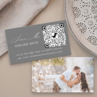 Código QR RSVP de Foto Online Cinza Casamento