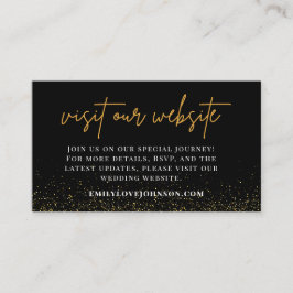 Cartão De Informações Código QR RSVP de RSVP de Site de Casamento Preto