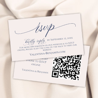 Cartão De Informações Código QR RSVP do site de casamento elegante do be