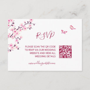 Cartão De Informações Código QR    RSVP Flor de Cerejeira