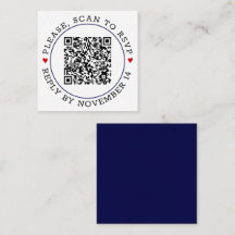 Código QR RSVP marinho fronteira azul e casamento 