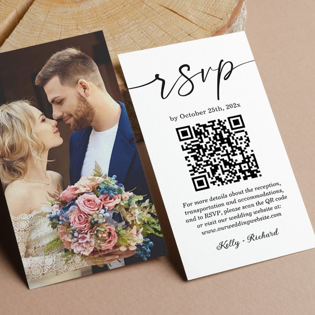 Cartão De Informações Código QR RSVP Online de Casamento de Orçamento Mo (Criador carregado)