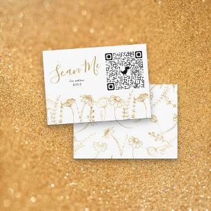 Cartão De Informações Código QR RSVP Online RSVP de Desenho de Flor Sel