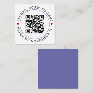 Cartão De Informações Código QR RSVP periwinkle blue border corações cas