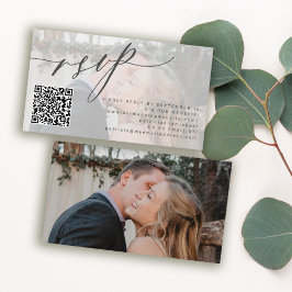 Cartão De Informações Código QR RSVP simples foto-casamento