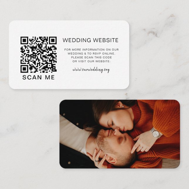 Cartão De Informações Código QR RSVP Site de Casamento Foto (Frente/Verso)
