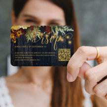 Código QR rústico outono floral Invólucro RSVP de