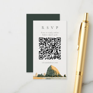 Cartão De Informações Código QR Sea Stacks Casamento na Praia da Costa d