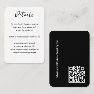 Cartão De Informações Código QR Simples de Casamento Elegante
