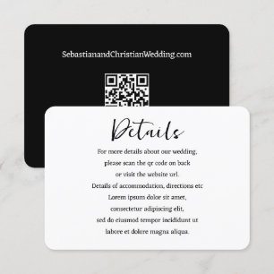 Cartão De Informações Código QR Simples de Casamento Elegante