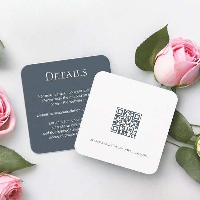 Cartão De Informações Código QR Simples de Casamento Elegante (Elegant Wedding Plain Simple QR Code Enclosure Cards from Ricaso. Add your details to this card)