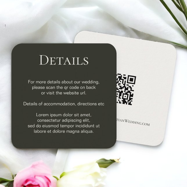 Cartão De Informações Código QR Simples de Casamento Elegante (Elegant Wedding Plain Simple QR Code Enclosure Card from Ricaso)