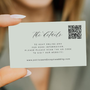 Cartão De Informações CÓDIGO QR simples detalhes elegantes do casamento