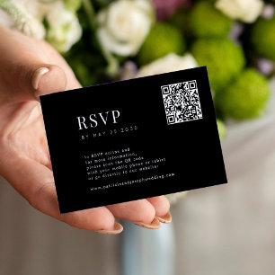 Cartão De Informações CÓDIGO QR simples e elegante RSVP de casamento pre