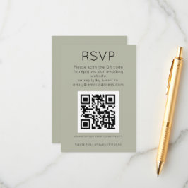 Cartão De Informações Código QR Simples para RSVP de Casamento Soft Sage