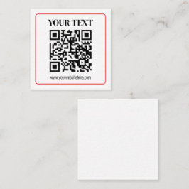 Cartão De Informações Código QR simples preto e branco com borda vermelh