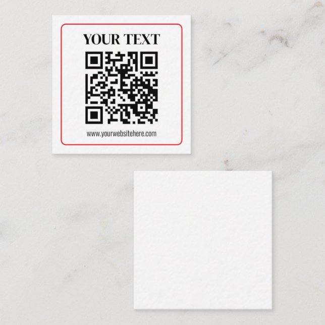 Cartão De Informações Código QR simples preto e branco com borda vermelh (Frente/Verso)
