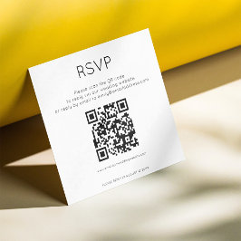 Cartão De Informações Código QR Simples - RSVP de Casamento Branco Preto
