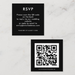 Cartão De Informações Código QR Simples - RSVP de Casamento Preto Branco
