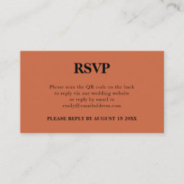 Cartão De Informações Código QR Simples Terracotta Wedding RSVP