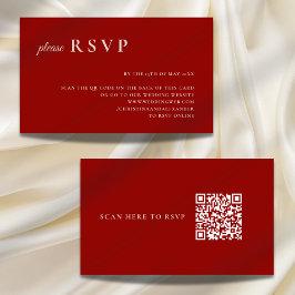 Cartão De Informações Código QR Simples Vermelho Rubi Osso Branco RSVP C