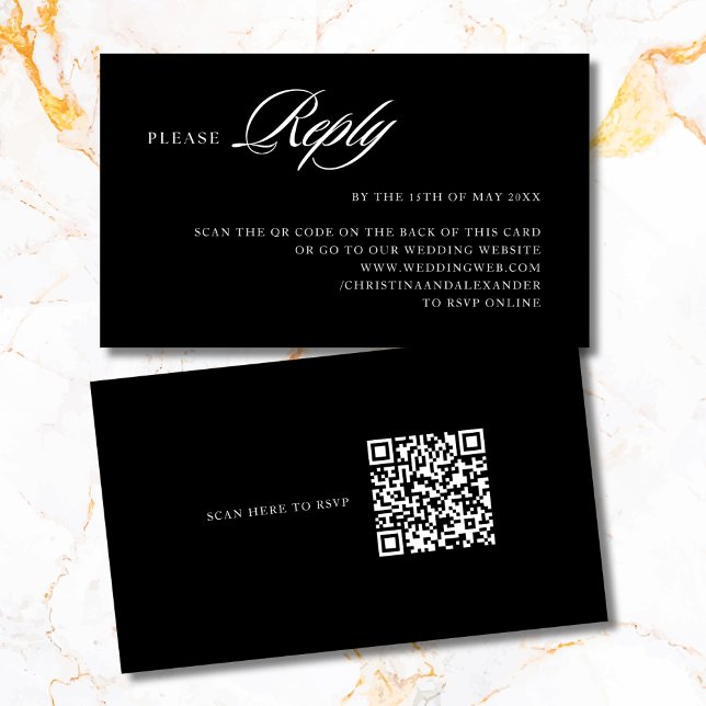 Cartão De Informações Código QR sofisticado de Na moda elegante no verso (Criador carregado)