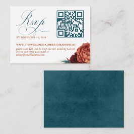 Cartão De Informações Código QR Terracotta Casamento Floral RSVP