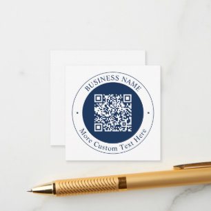 Cartão De Informações Código QR & Texto personalizáveis   Azul Marinho E