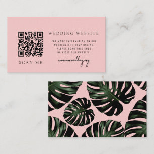Cartão De Informações Código QR Tropical Rose Site de Casamento RSVP