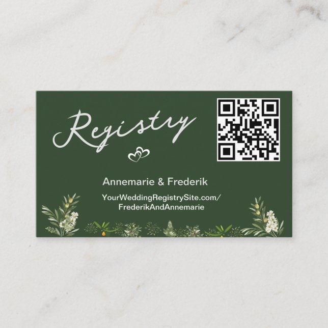 Cartão De Informações Código QR Verde Oleícola (Frente)