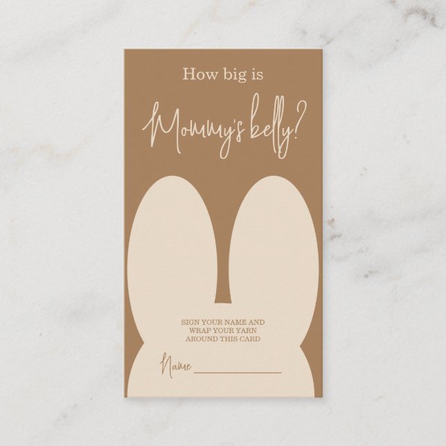 Cartão De Informações Coelhinho bonito, o tamanho da barriga de mamãe (Frente)