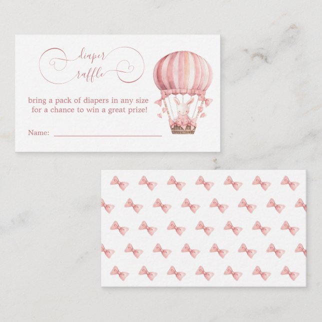 Cartão De Informações Coelhinho rosa doce na Fralda do balão Raffle (Frente/Verso)