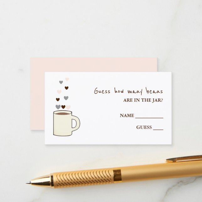 Cartão De Informações Coffee Bridal Shower Guess How Many Beans (Frente/Verso In Situ)