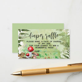 Cartão De Informações Cogumelos Florestais Verde Fralda Raffle