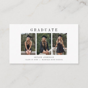 Cartão De Informações Colagem de Fotos de Graduação Agradecimento Modern