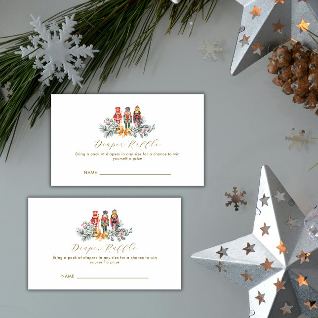 Cartão De Informações Cold Outside Nutcracker Diaper Raffle Baby Shower  (Cold Outside Nutcracker Diaper Raffle Baby Shower Enclosure Card)