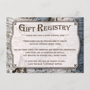 Cartão De Informações Coleção de Casamentos de Árvore de Prata Rústica