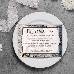 Cartão De Informações Coleção de Casamentos de Árvore de Prata Rústica