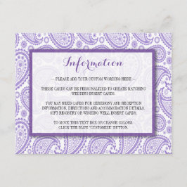 Cartão De Informações Coleção de Casamentos de Paisley Moderno - Roxo