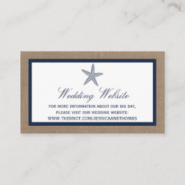 Cartão De Informações Coleção de Casamentos de Praia de Starfish Burlap,