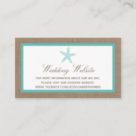 Cartão De Informações Coleção de Casamentos de Praia Turquoise Starfish 