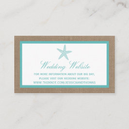 Cartão De Informações Coleção de Casamentos de Praia Turquoise Starfish 