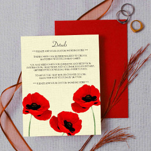 Cartão De Informações Coleção de Casamentos Florais de Poppies de Aquare
