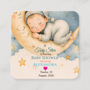 Cartão De Informações Coleção de Chá de Bebê Tiny Star está Chegando